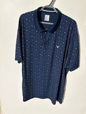 Callaway Navy Polo with Micro White Print